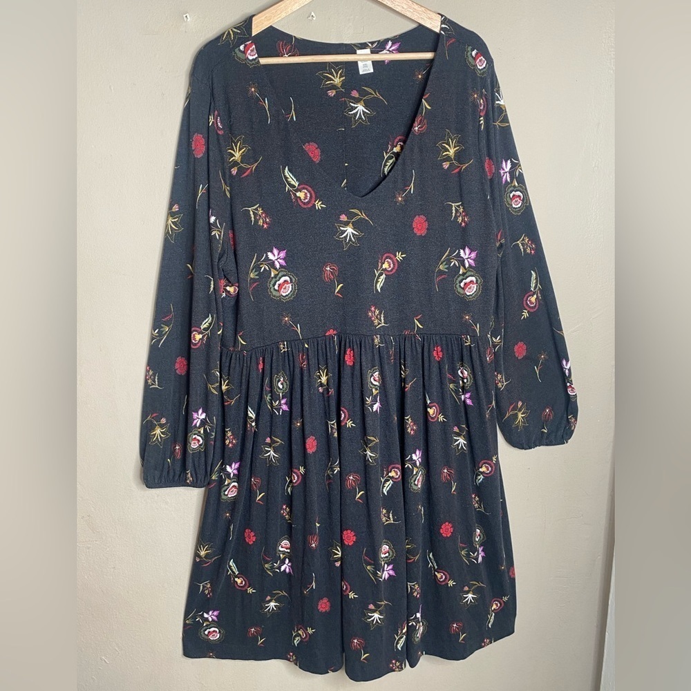 Old Navy Women’s Plus Size Black Long Sleeve Floral Dress Size XXL